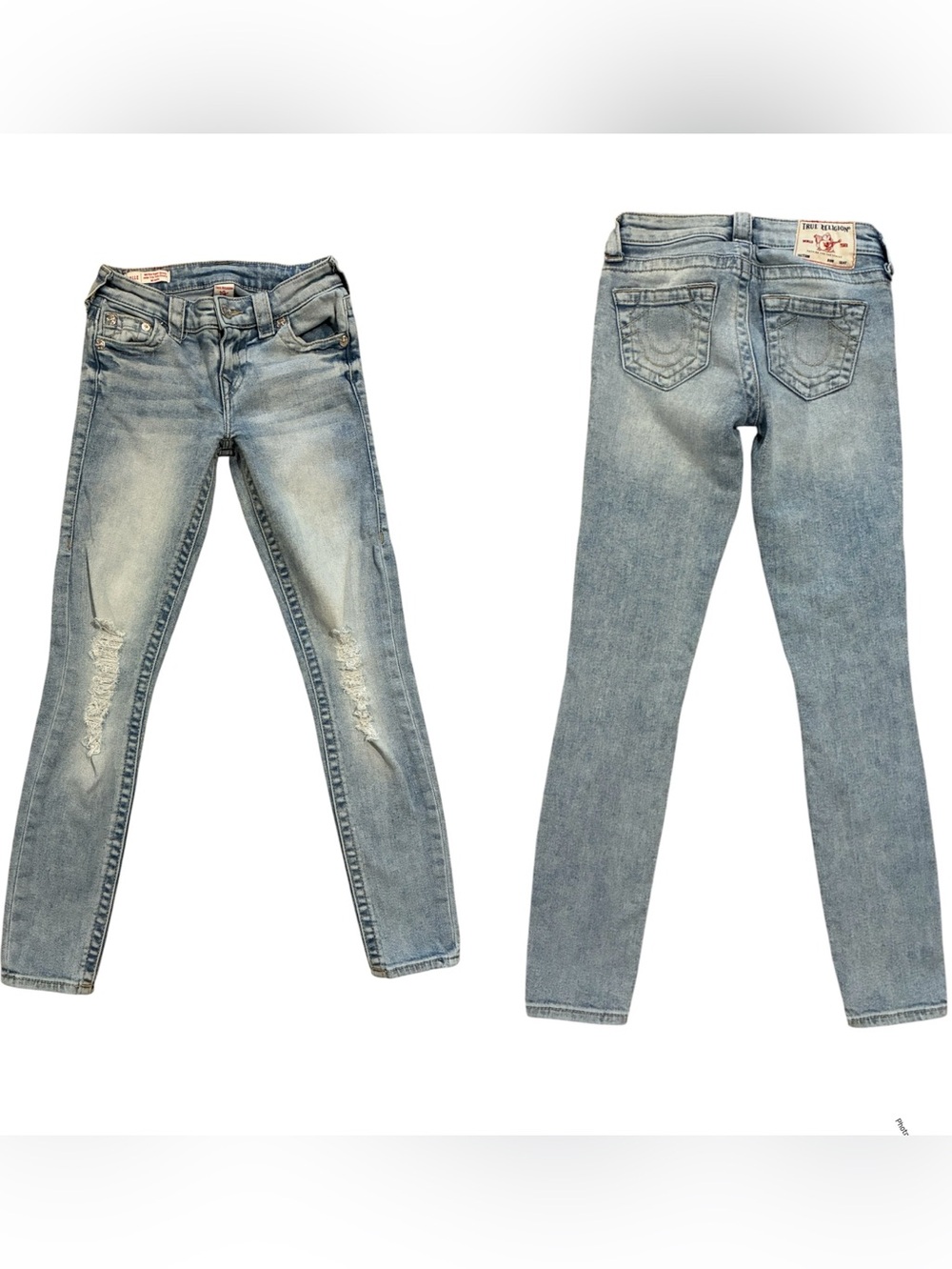 True Religion Jeans Women’s 24 Light Blue Halle Mid Rise Super Skinny Ankle